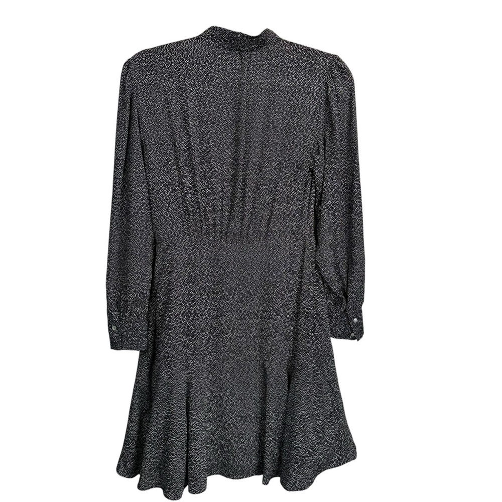 REBECCA TAYLOR Tie-Neck Button-Front Long-Sleeve Sprinkle-Dot Silk Dress - Picture 7 of 10